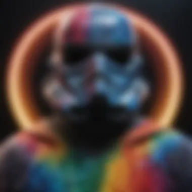 Artistic Representation of Tie Dye Creation Artistic portrayal of the tie dye creation process with Star Wars elements