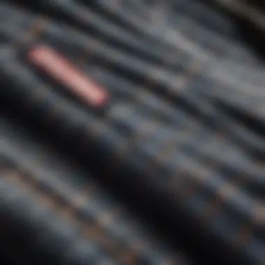 A close-up of Dickies checkered overalls highlighting the fabric texture