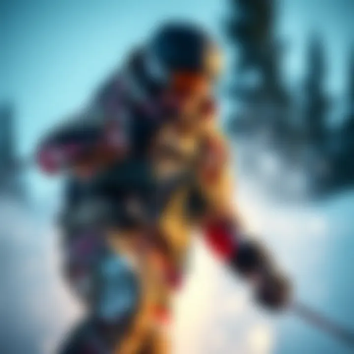 Athlete in Motion: The Utility of Snow Camo Bibs Athlete wearing snow camo bibs during extreme sports