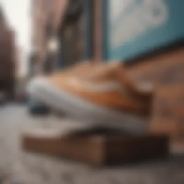 Leather Old Skool Stacked Vans in an urban setting highlighting their street style