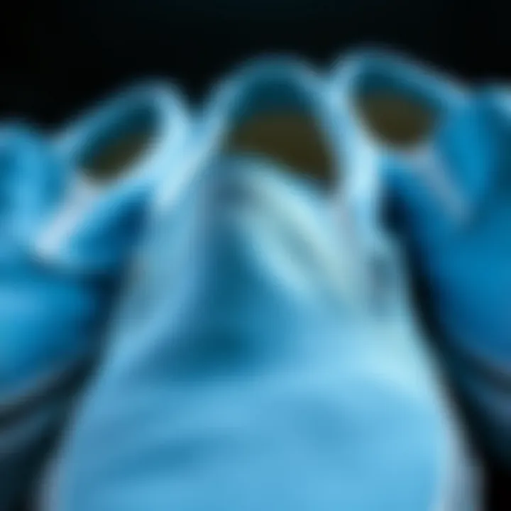 Close-up of light blue Vans slip-ons showcasing the texture and design