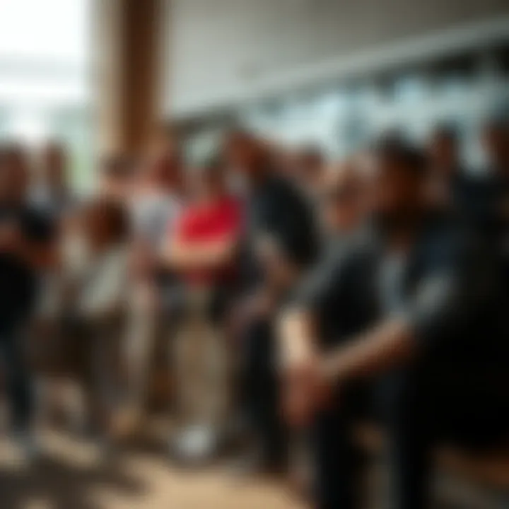 Group of diverse individuals wearing light blue Vans slip-ons in a social setting