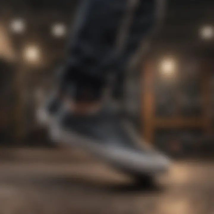 Vans Asher Black Leather in an extreme sports setting, emphasizing performance.