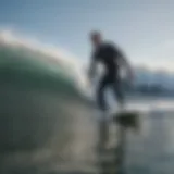 Surfing enthusiasts riding powerful waves at Newport seaside