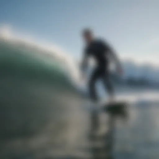 Surfing enthusiasts riding powerful waves at Newport seaside