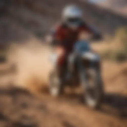 A thrilling dirt bike race on a rugged terrain