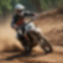 A motocross racer navigating a challenging dirt track