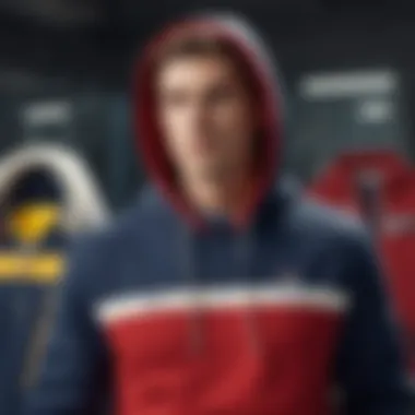 A selection of Tommy Hilfiger hoodies arranged by color and style, showcasing variety.