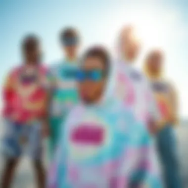 Collective Expression of Style Group of extreme sports athletes showcasing Vans pastel tie dye