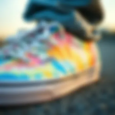 Artistry in Design Close-up of pastel tie dye pattern on Vans footwear