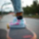 Vans pastel tie dye sneakers on a skateboard