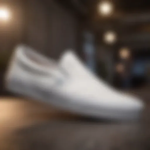 Close-up view of Vans Skate Slip-On White showcasing design details