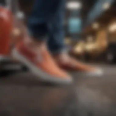 Vans Slip-On Running Shoes in Action Vans slip-on running shoes in action during an extreme sport