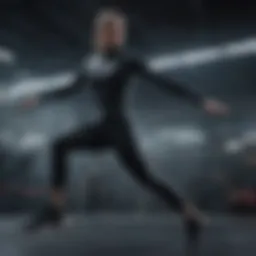 A sleek black Nike outfit showcasing its dynamic fit during an extreme sports event.