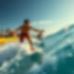 A stunning Flowrider experience showcasing surfers riding artificial waves