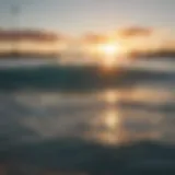 A stunning view of a wave pool at sunset