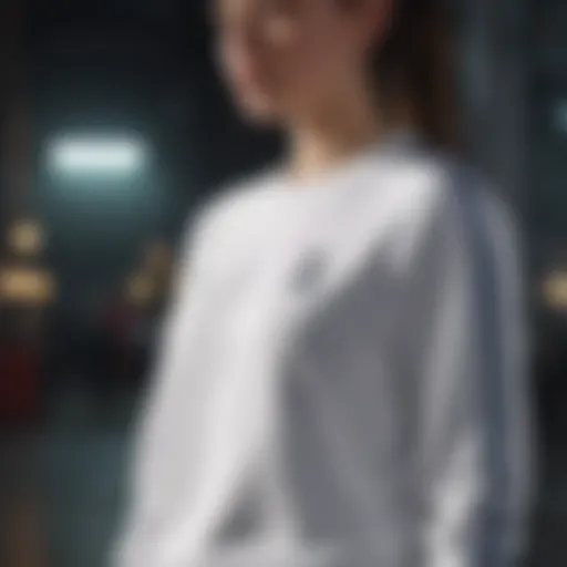 Elegant white Adidas sweatshirt showcasing its sleek design and branding