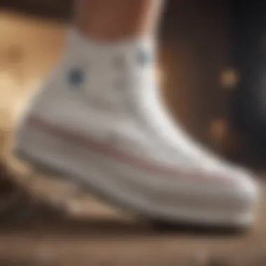 Close-up of the sole of the White Converse Platform Run Star Hike sneakers.