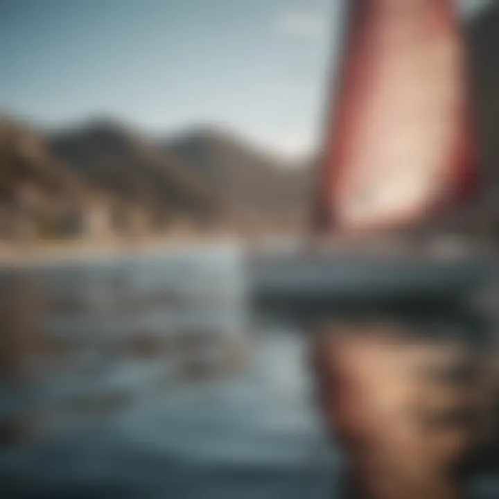 A well-maintained wind surfing boat ready for the ocean