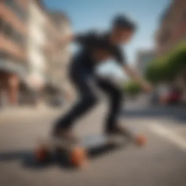 Tricks and Skills in Longboarding A rider performing tricks on a longboard in an urban setting.