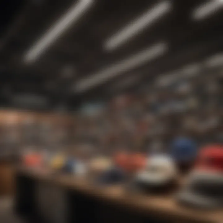 Quiksilver hats displayed in a retail environment