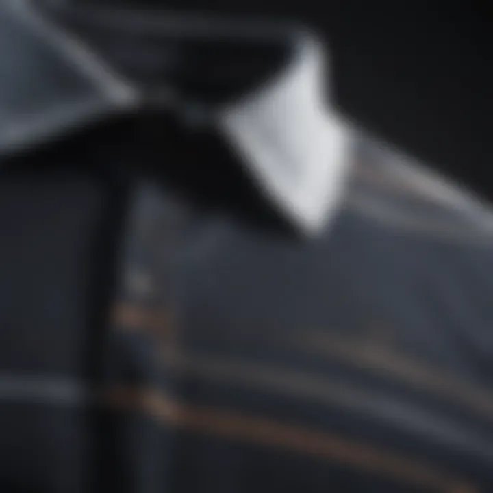 Close-up of fabric technology in stripe polo shirt