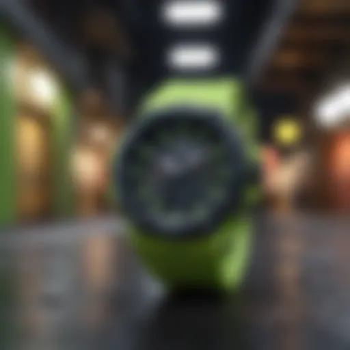 The G-Shock Lime Green watch showcasing its vibrant design and robust build