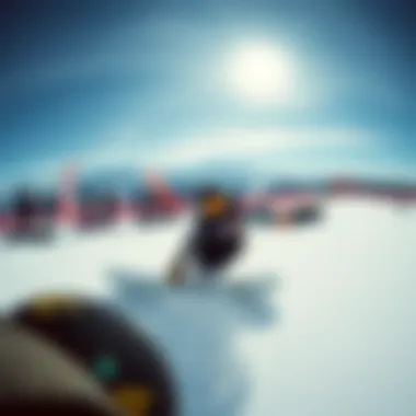 A panoramic view of a snowboarding competition featuring Gigi Ruf