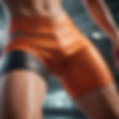 Close-up of high-performance materials used in graphic short shorts designed for athletes