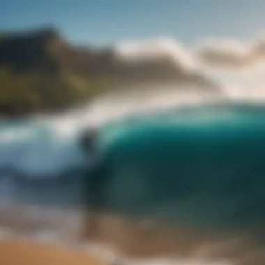 A breathtaking view of a famous Hawaiian surf spot, attracting surfers from around the world.