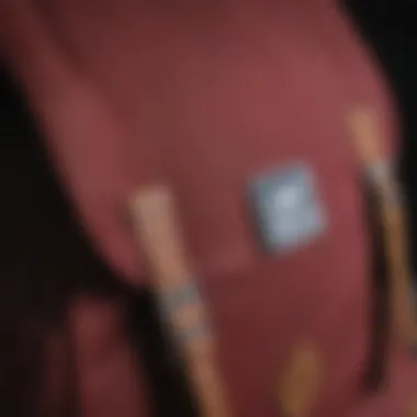 Close-up of the Herschel Burgundy Backpack's material quality