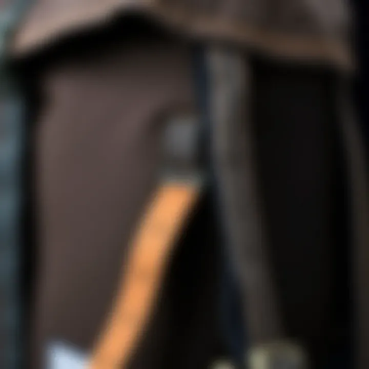 A close-up view of the Herschel mid-size backpack displaying its premium materials and stitching details