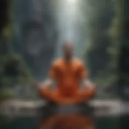 A person meditating in a serene environment