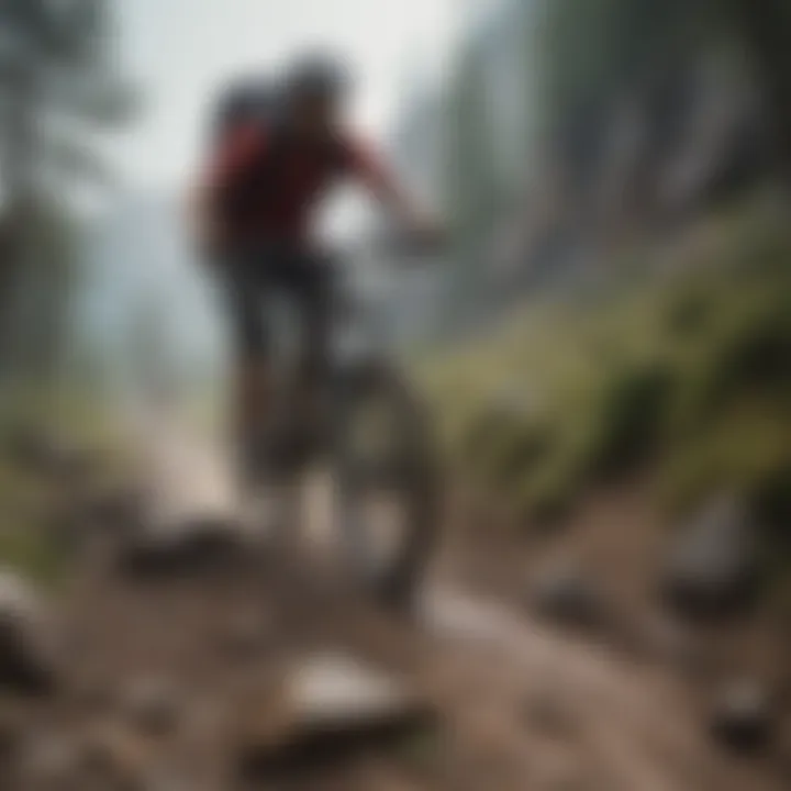 A mountain biker navigating a rocky trail with precision