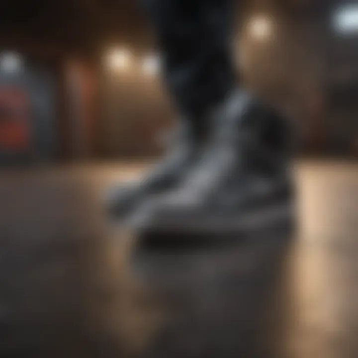 Close-up of unique hip hop dance footwear on the floor