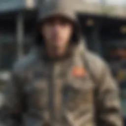 Huf Camo Jacket in rugged outdoor setting