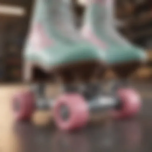Close-up of Impala roller skates showcasing pastel fade design