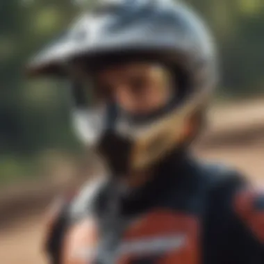 Close-up of motocross safety gear on a rider