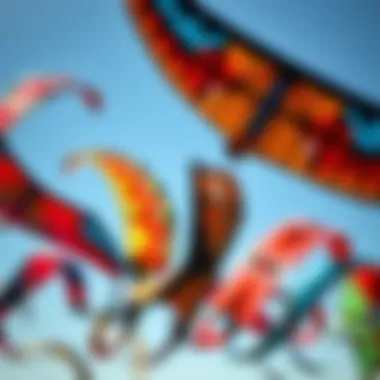 Synthetic Fabric Kites An array of synthetic fabric kites featuring vivid patterns and designs