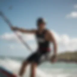 Vibrant kite surfing action against a stunning Puerto Rican coastline
