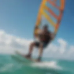 A kiteboarder gliding over the vibrant waters of Key West