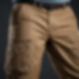 Detailed view of Kohl's cargo pants showcasing unique design elements and fabric texture