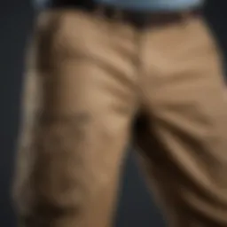 Detailed view of Kohl's cargo pants showcasing unique design elements and fabric texture