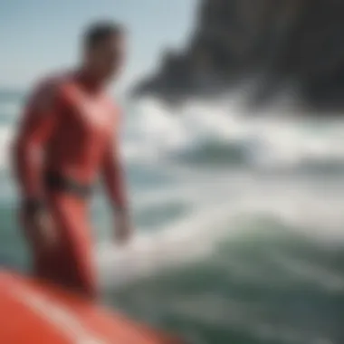 Lifeguard Rescue Operation A lifeguard coordinating a rescue operation at sea