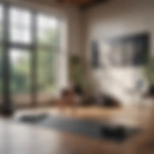 A serene home workout space featuring a yoga mat and open area for calisthenics.