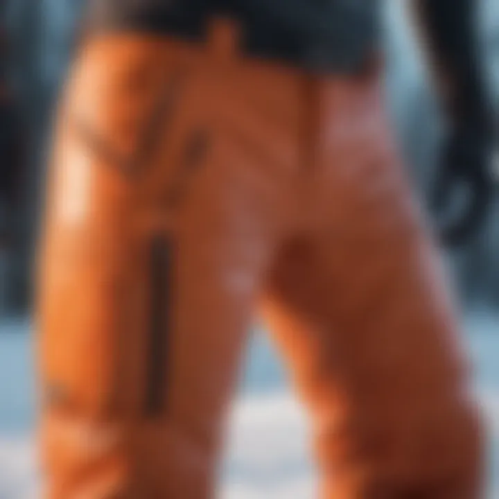 Close-up of advanced insulation technology in snow pants