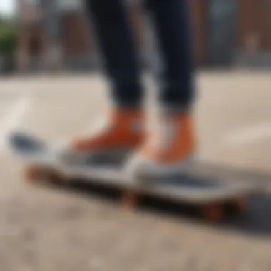 Skaters wearing comfortable shoes while enjoying a sunny day.