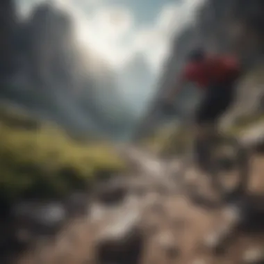 Mountain biker navigating a rocky terrain in the Dolomites