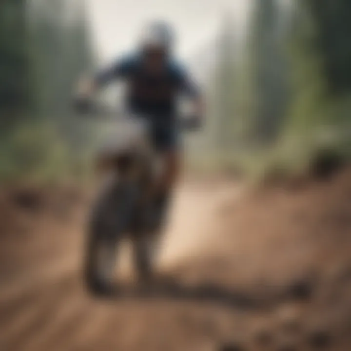 Mountain biker practicing skills on a track