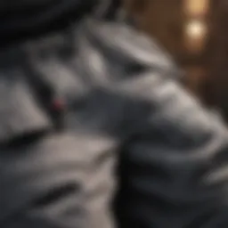 Close-up of multi pocket jogger detailing in an outdoor setting